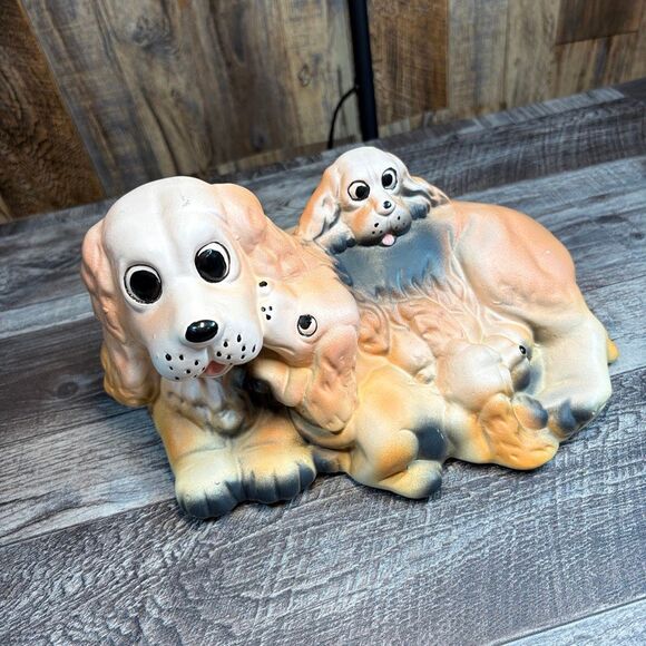 Vintage Ceramic Cocker Spaniel Dog Family Figurine - Picture 1 of 7